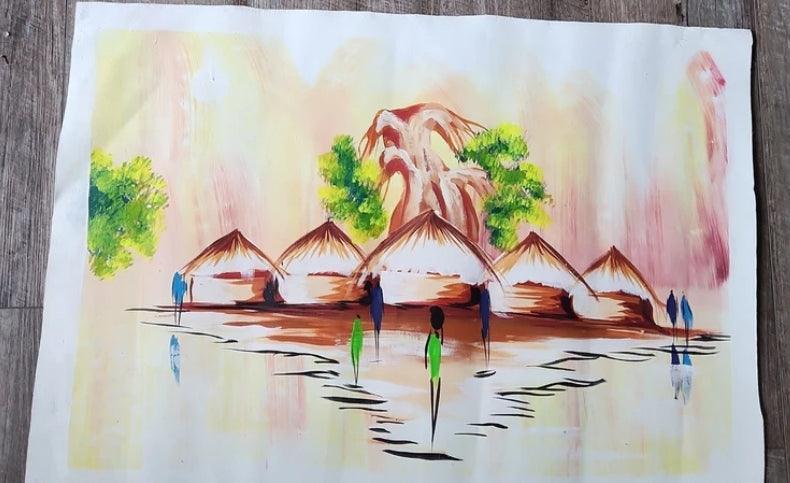 Large African Village Painting #49 - Ase Origins