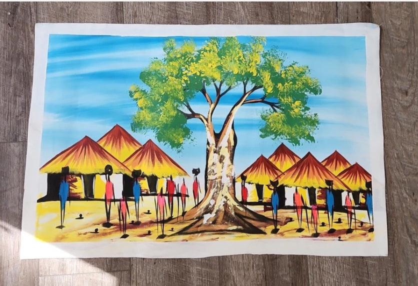 Large African Village Painting #55 - Ase Origins