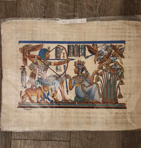 King Tut & Wife Egyptian Papyrus Painting #7 - Ase Origins