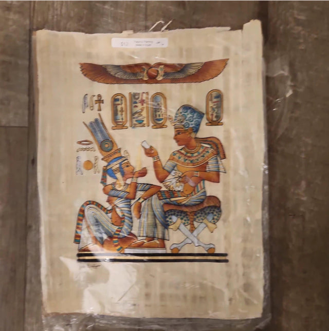 King Tut & Wife Egyptian Papyrus Painting #61 - Ase Origins