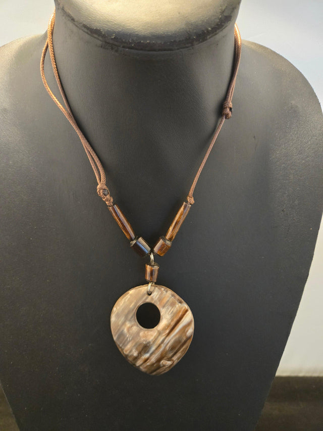 Brown & White Horn Necklace - Ase Origins