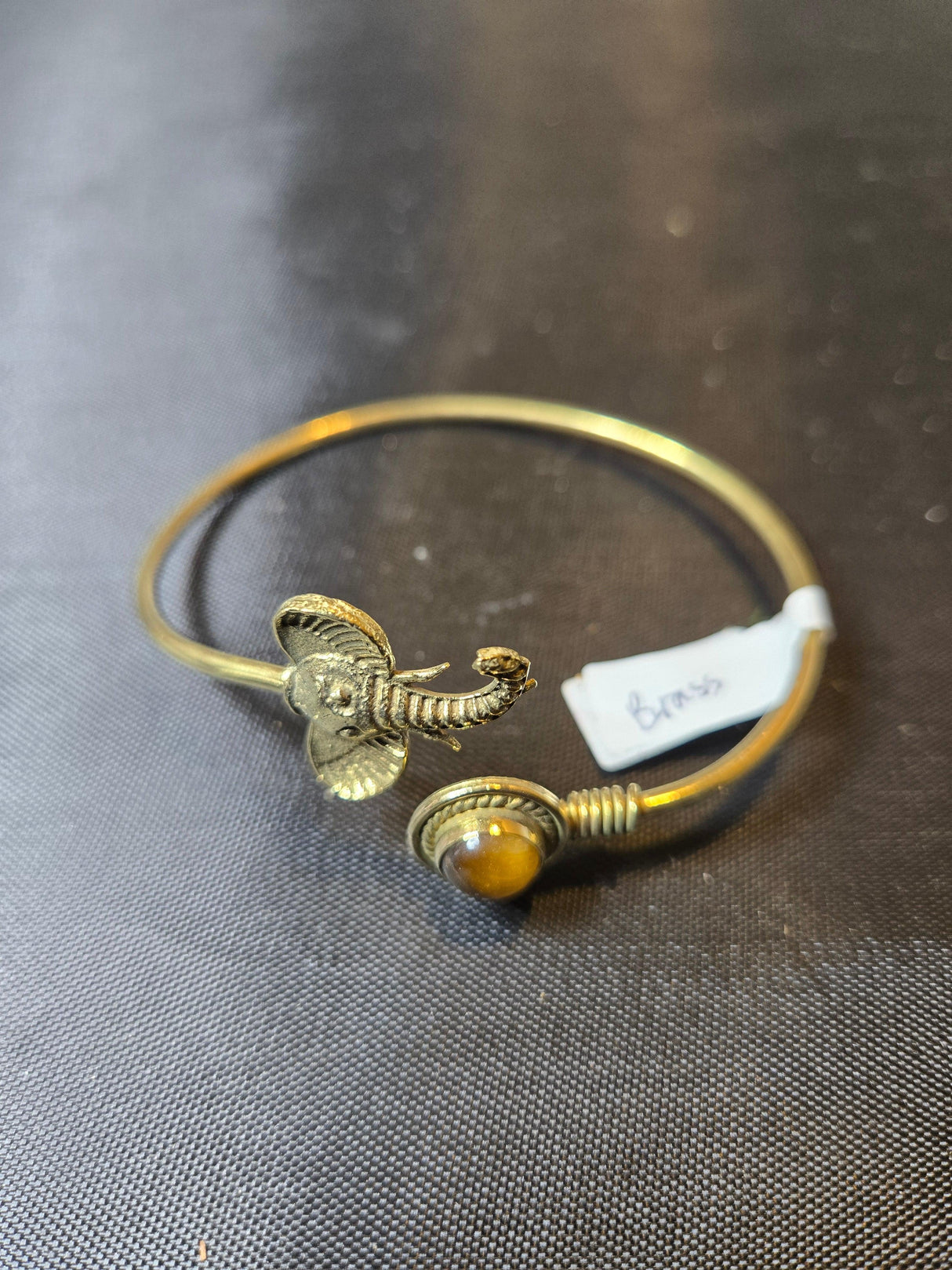 Brass elephant and stone Bracelet - Ase Origins