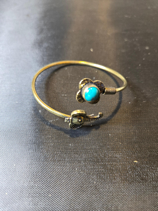 Brass elephant and stone Bracelet - Ase Origins