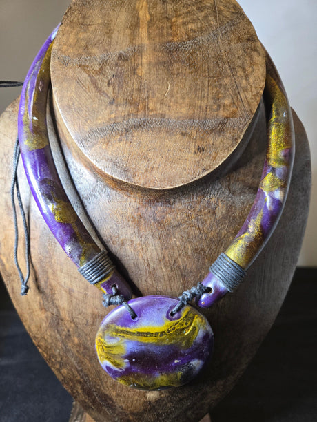 Painted wood choker - Ase Origins