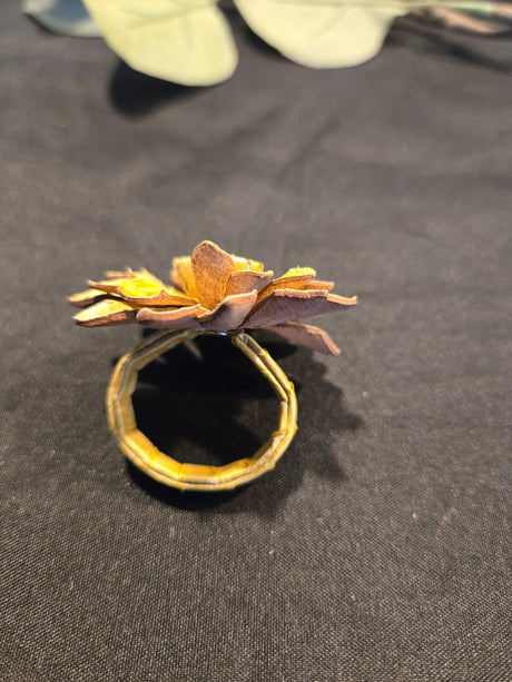 Leather Flower Ring - Ase Origins