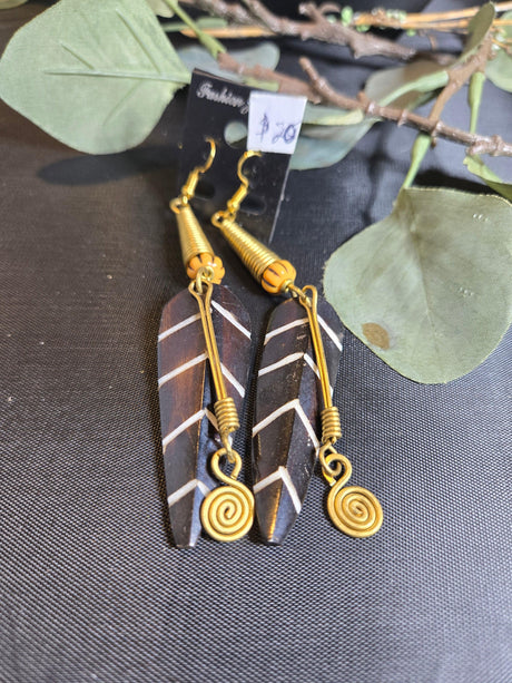 Brass and bone Earrings - Ase Origins